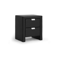 Baxton Studio BBT3089-Black-NS Frey Black Upholstered Modern Nightstand